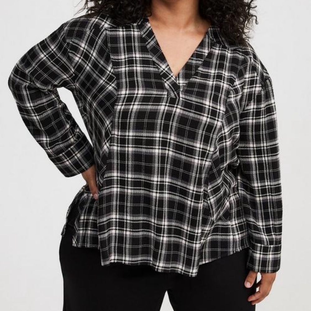 NWT Torrid Black Plaid Relaxed Tunic Top Size 3